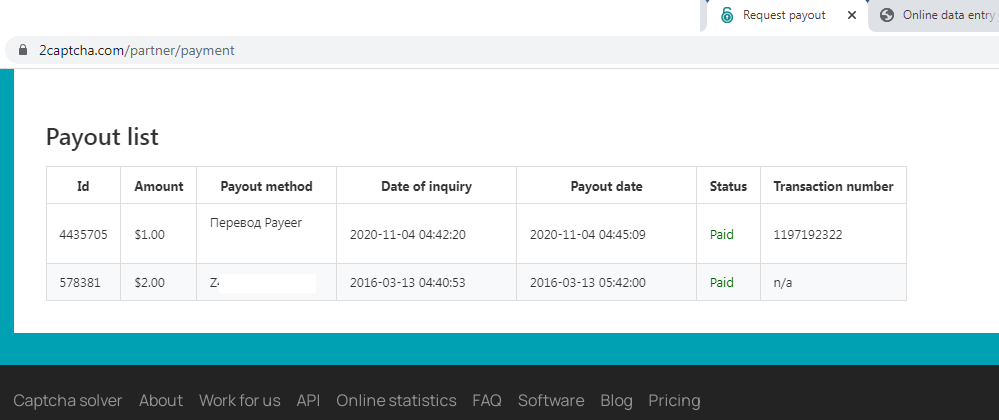 2 Captcha payment proof